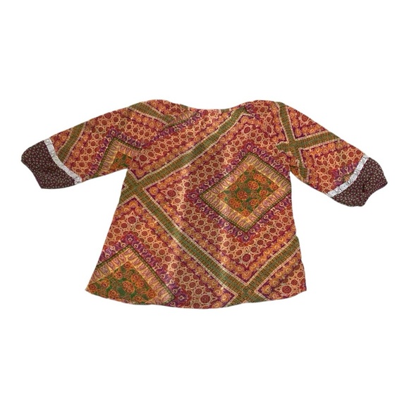 Fig & Flower Paisley Floral Print Boho Blouse Women’s Size M Peasant Sleeve - Picture 9 of 10